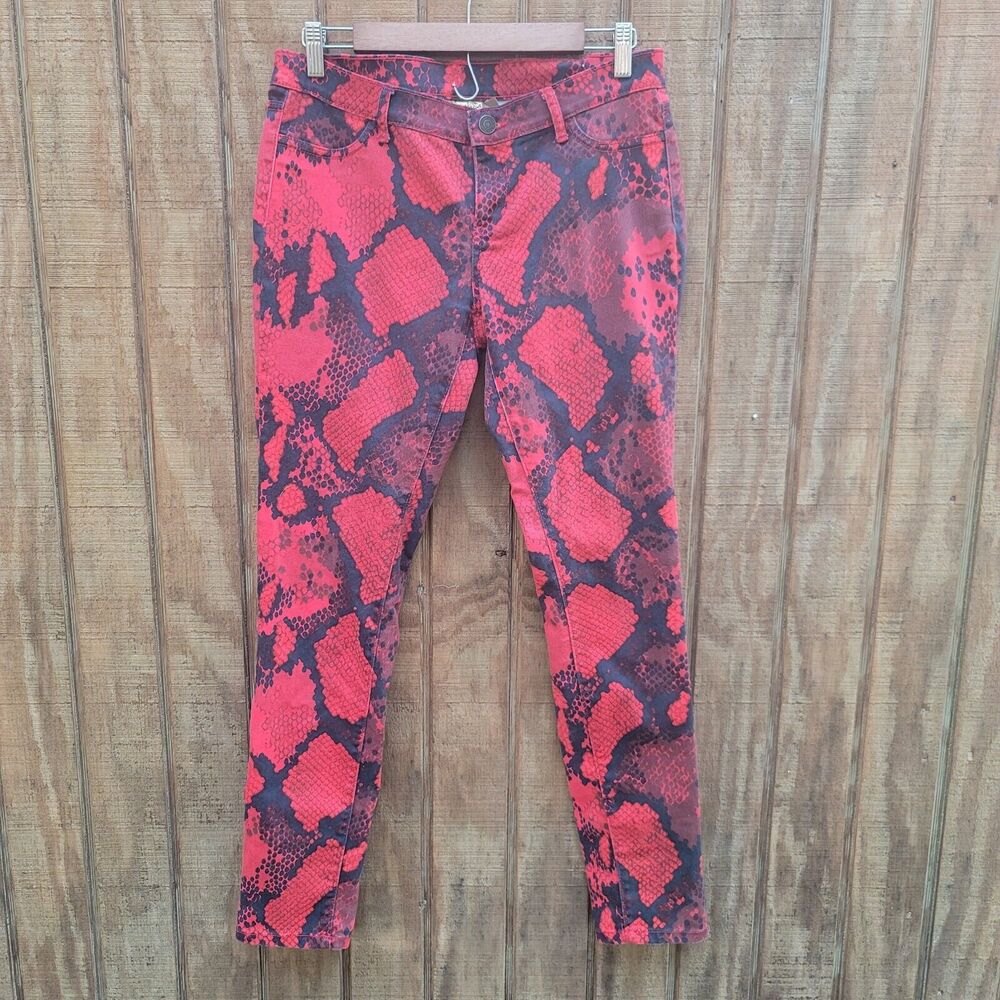 Red Snake Print Women Jeans